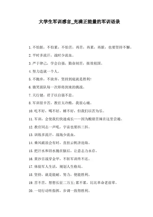 充满正能量的军训语录
