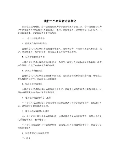 浅析中小企业会计信息化