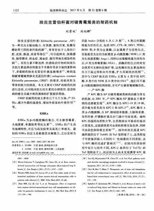 肺炎克雷伯杆菌对碳青霉烯类的耐药机制