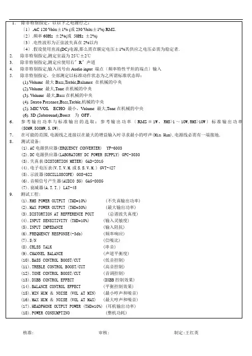 汽车音响测试方法