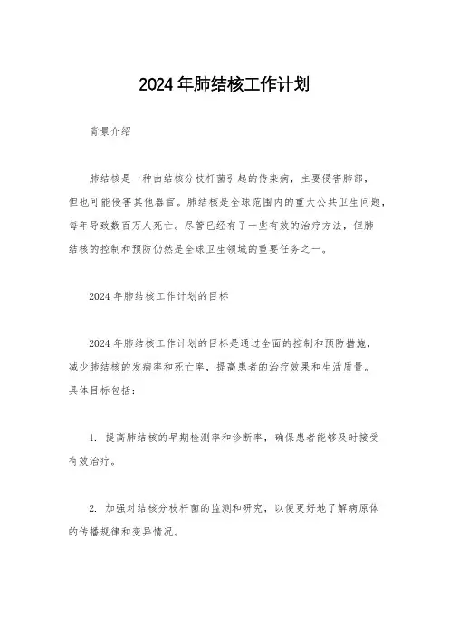 2024年肺结核工作计划