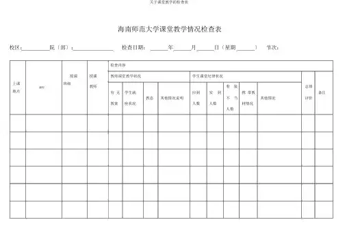 关于课堂教学检查表