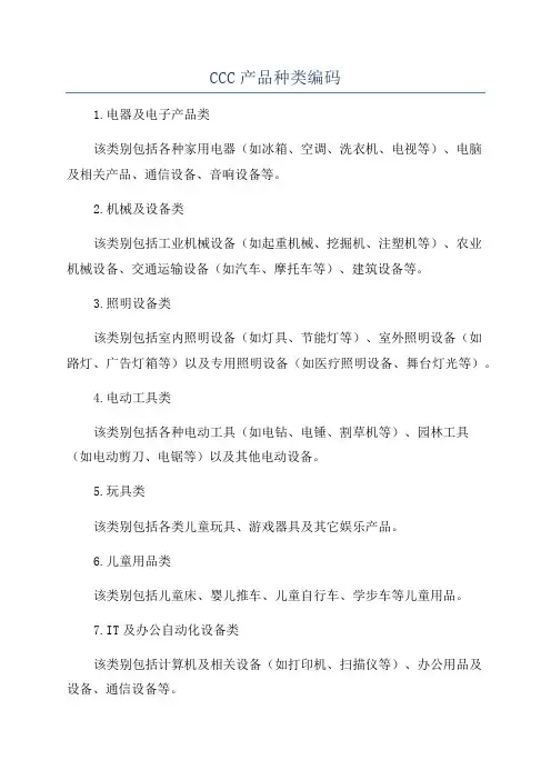 CCC产品种类编码