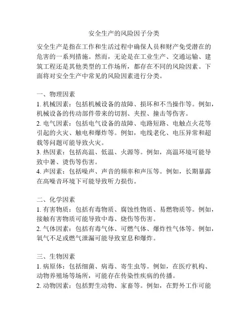 安全生产的风险因子分类