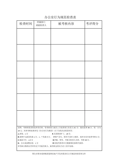 办公室行为规范检查表