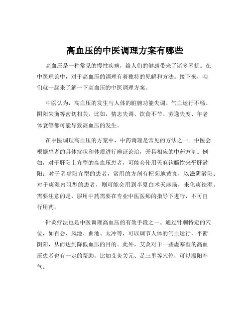 高血压的中医调理方案有哪些