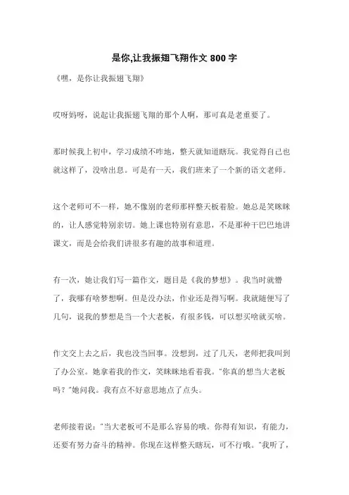是你,让我振翅飞翔作文800字