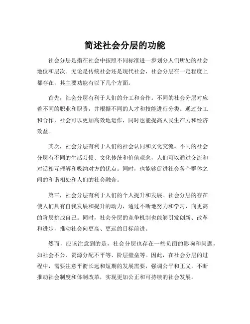 简述社会分层的功能