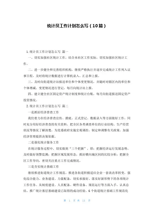 统计员工作计划怎么写(10篇)