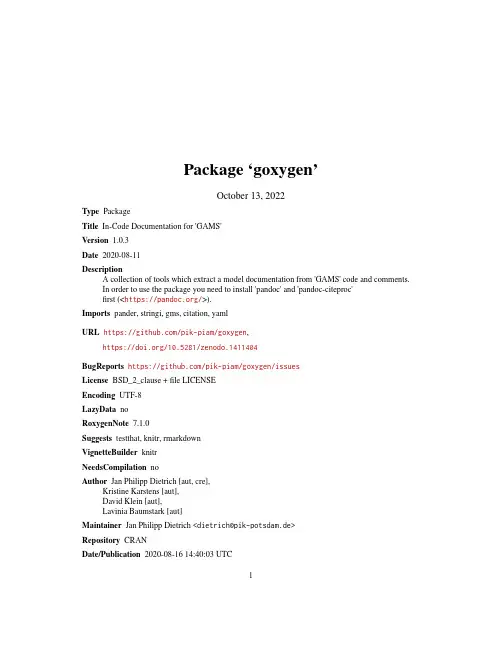GAMS模型文档提取工具说明书