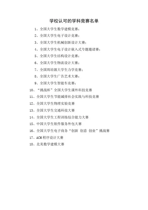 (西南交大)学校认可的学科竞赛