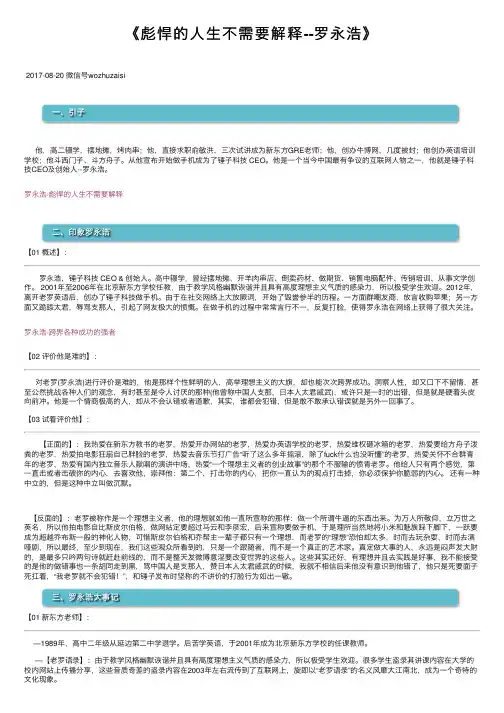 《彪悍的人生不需要解释--罗永浩》