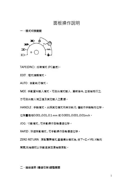 FANUC系统面板简易操作说明
