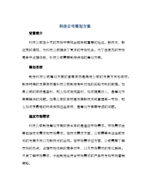 科技公司筹划方案