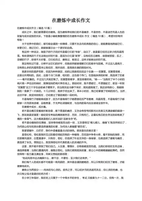 在磨炼中成长作文（精选10篇）