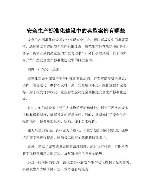 安全生产标准化建设中的典型案例有哪些