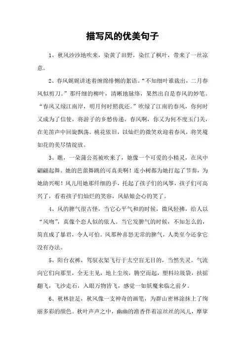 描写风的优美句子