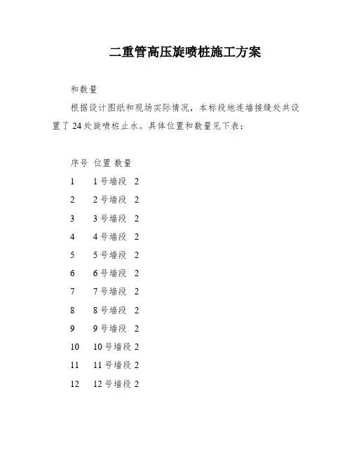 二重管高压旋喷桩施工方案