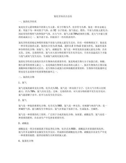 氮化学知识点总结