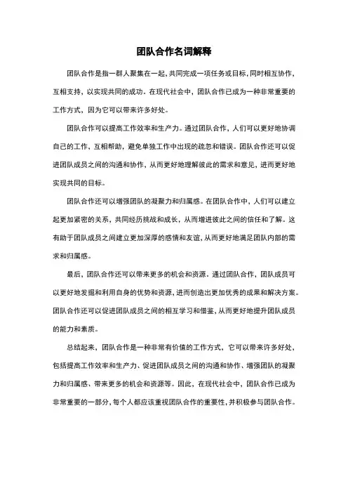 团队合作名词解释