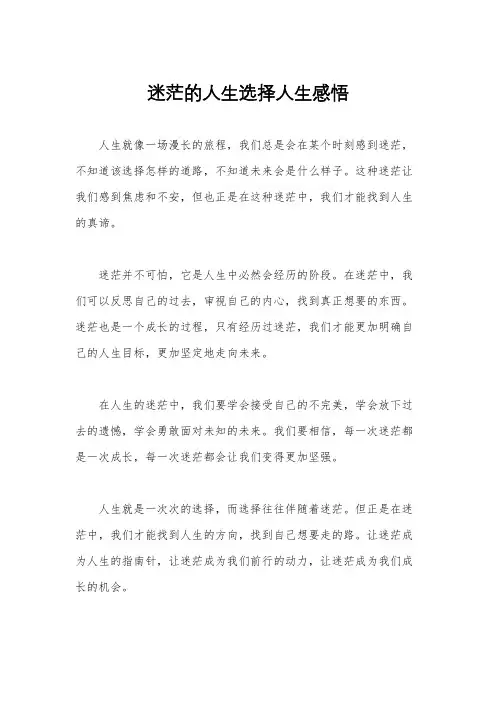 迷茫的人生选择人生感悟