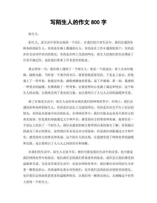 写陌生人的作文800字