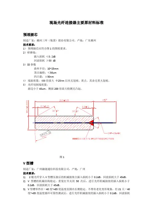 现场光纤连接器主要原材料标准