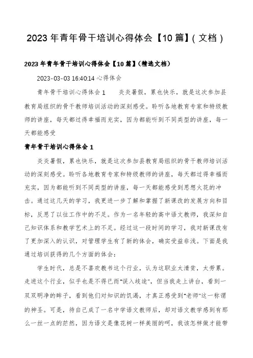 2023年青年骨干培训心得体会【10篇】