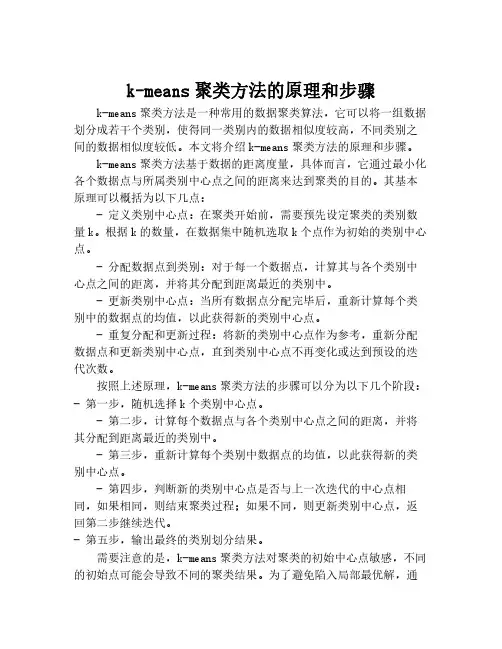 k-means聚类方法的原理和步骤