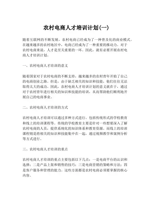农村电商人才培训计划(一)