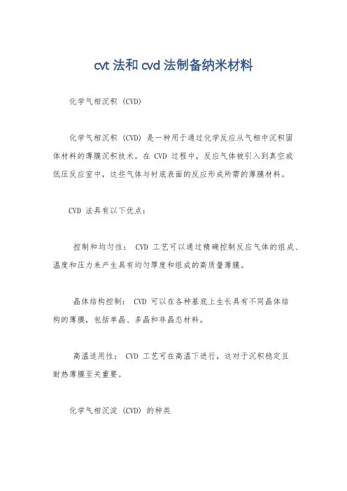 cvt法和cvd法制备纳米材料
