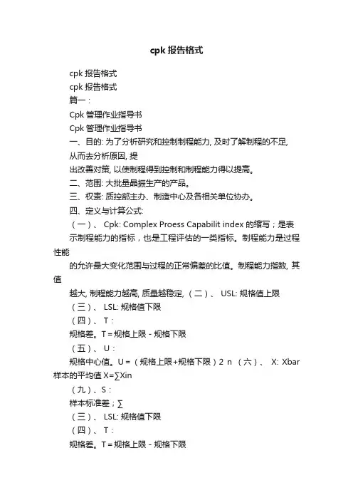 cpk报告格式