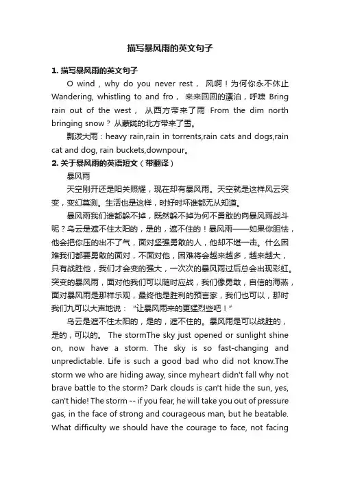 描写暴风雨的英文句子