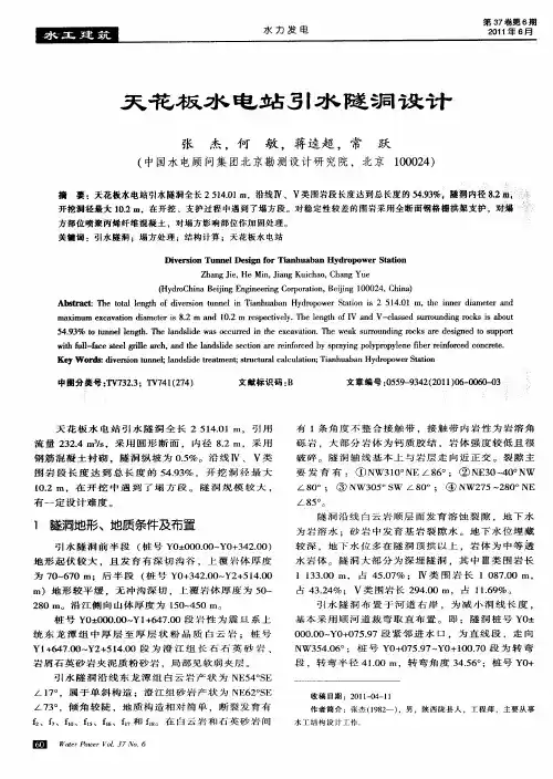 天花板水电站引水隧洞设计