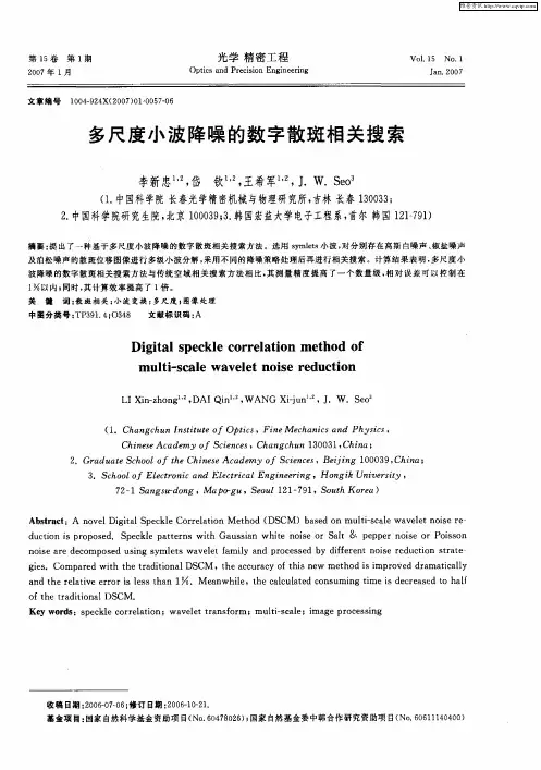 多尺度小波降噪的数字散斑相关搜索