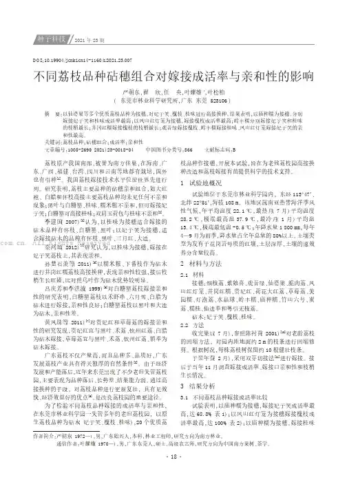 不同荔枝品种砧穗组合对嫁接成活率与亲和性的影响