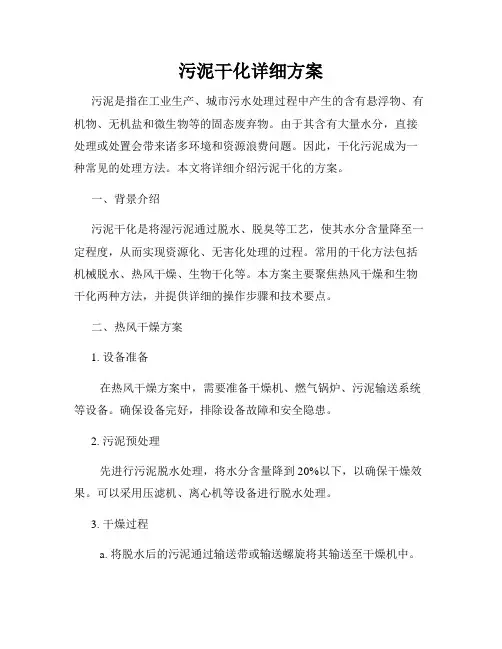 污泥干化详细方案