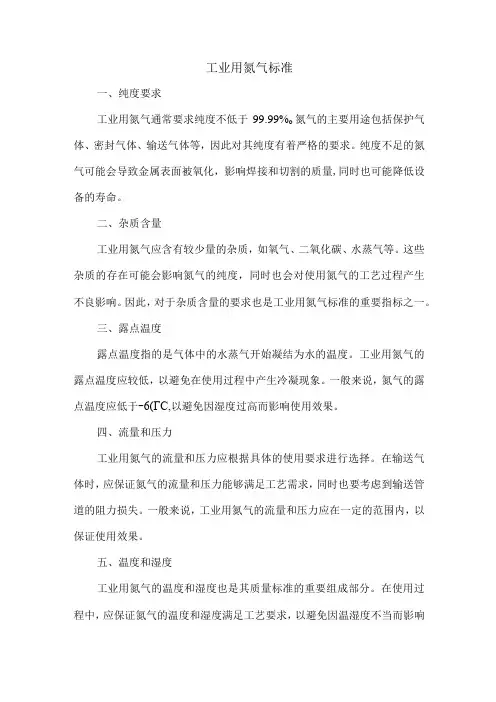 工业用氮气标准