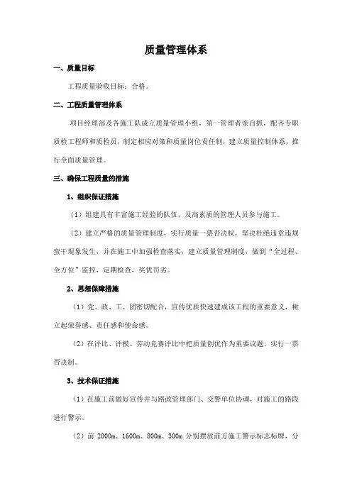 质量管理体系、质量保证措施