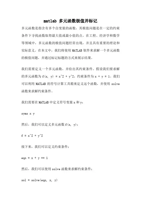 matlab 多元函数极值并标记