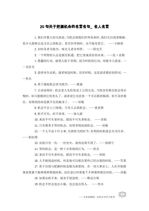 20句关于把握机会的名言名句_名人名言