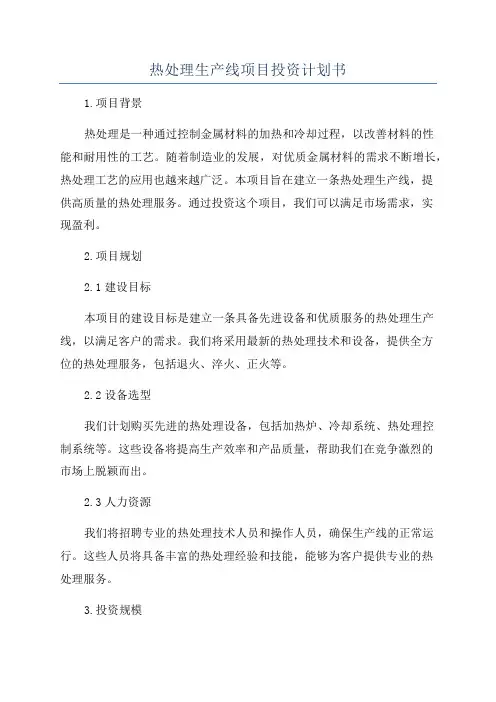 热处理生产线项目投资计划书