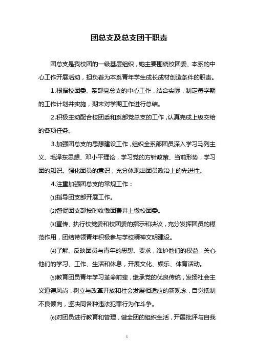 团总支及总支团干职责