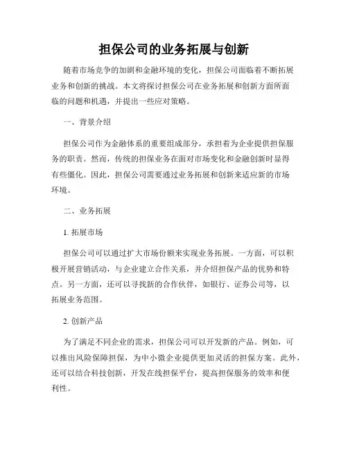 担保公司的业务拓展与创新
