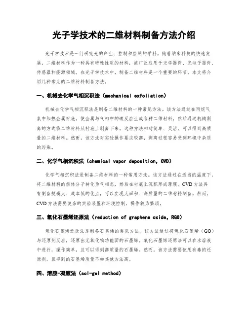 光子学技术的二维材料制备方法介绍
