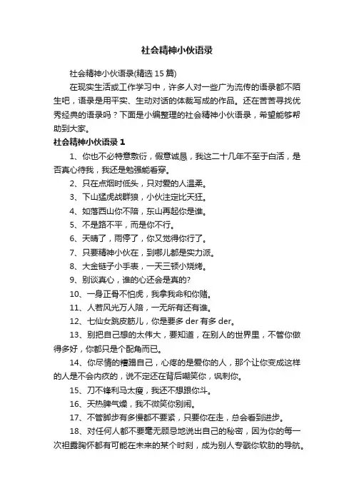 社会精神小伙语录