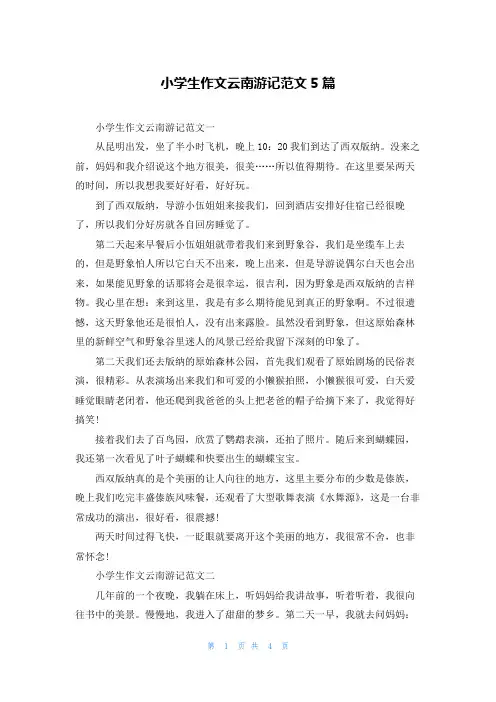 小学生作文云南游记范文5篇