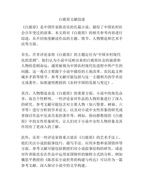 白鹿原文献综述
