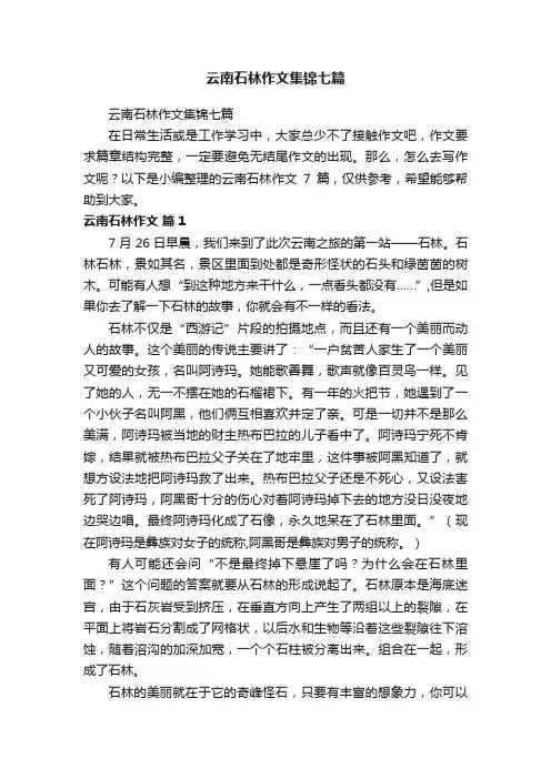 云南石林作文集锦七篇