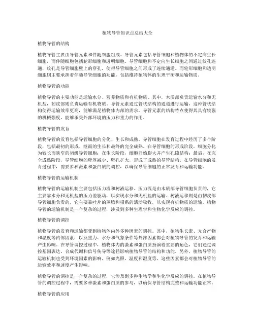 植物导管知识点总结大全